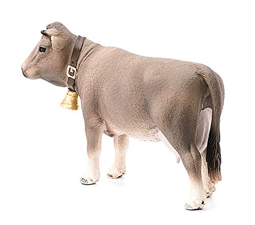 Schleich- Figura de Vaca Braunvieh con Cencerro, Color Marrón, 7,8 cm