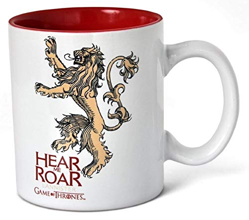 SD toys Taza Diseño Lannister Game of Thrones, cerámica, Blanco-Rojo, 9x12x11 cm