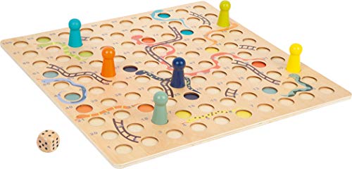 Small Foot 11785 Juego de Escalera y Serpientes XL, Madera para 6 Jugadores, Juego de Mesa, a Partir de los 4 años