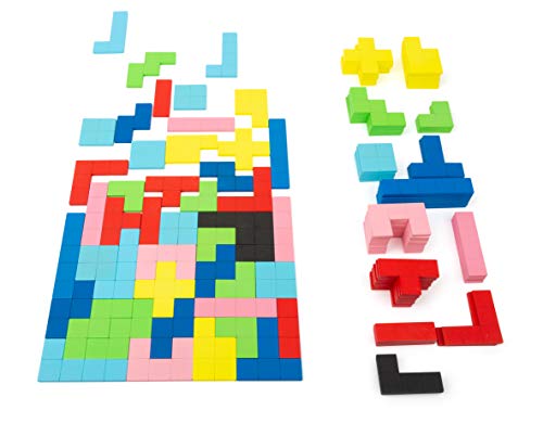 Small Foot Company- Small Foot 11403 Puzzle de Madera Tetris, 114 Piezas, Juego Educativo con Patrones geométricos Generales juguetes, Multicolor , color/modelo surtido