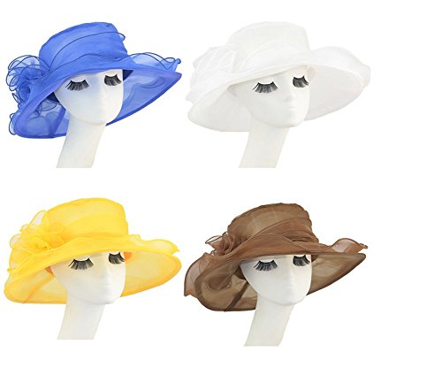 Sombrero de verano de Tininna, floreado con organza, para mujer blanco Blanco