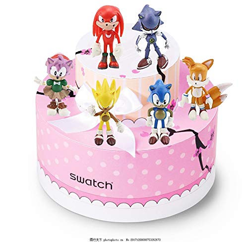 Sonic Cake Topper Pastel Decoración Suministros 6Pcs Sonic Figures Toy Sonic The Hedgehog Juguetes Muñeca Hecha a Mano Muñeca Decoración para niños Animales Juguetes Set