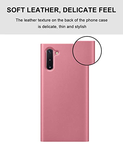 Suhctup Cuero Funda Compatible con Huawei P Smart Z/Y9 Prime 2019,Protección Carcasa con [Soporte] [Inteligente Ventana Lateral Visible],Ultra Delgado Flip Bumper Case para Huawei P Smart Z,Oro Rosa