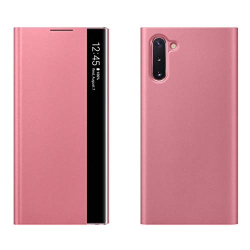 Suhctup Cuero Funda Compatible con Huawei P Smart Z/Y9 Prime 2019,Protección Carcasa con [Soporte] [Inteligente Ventana Lateral Visible],Ultra Delgado Flip Bumper Case para Huawei P Smart Z,Oro Rosa