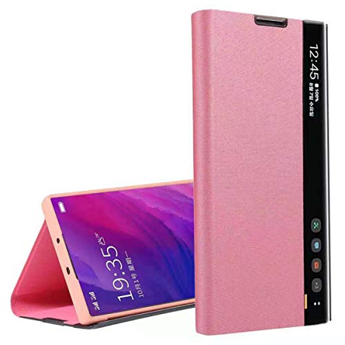 Suhctup Cuero Funda Compatible con Huawei P Smart Z/Y9 Prime 2019,Protección Carcasa con [Soporte] [Inteligente Ventana Lateral Visible],Ultra Delgado Flip Bumper Case para Huawei P Smart Z,Oro Rosa