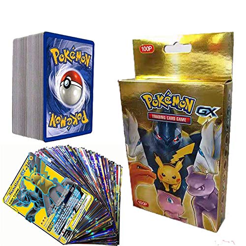 SunAurora 100 Piezas Pokemon Cartas, Tarjetas de Pokemon,Pokemon Tarjetas GX,Mejor Regalo Infantil