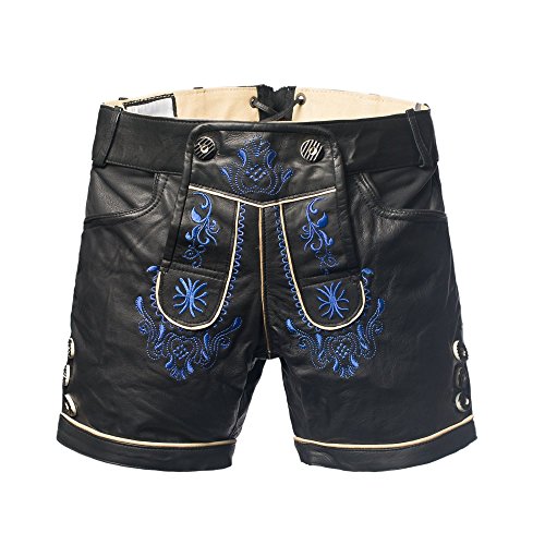 Tannhauser 0108-37-44 - Lederhosen buck Charlotte corto, negro/azul