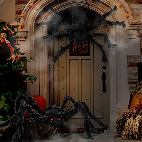 THE TWIDDLERS 3 Arañas Grandes Espantosas - 75cm de Diametro, Flexibles - Perfectars para Fiestas de Halloween Accesorio, Decoración Tenebrosa y Divertida