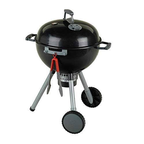 Theo Klein 9401 Barbacoa de bola Weber Premium con luz y sonido, Con pila de carbón, tenazas de barbacoa y mucho más, Incluye encendedor con cabezal magnético para activar el carbón