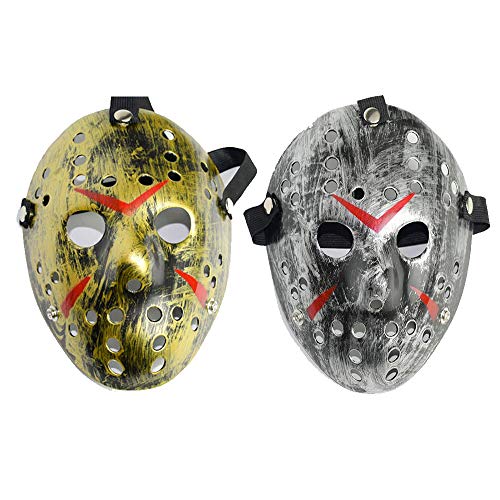 Tingz 2Pcs Halloween Scary Face Masks,Freddy Adult Mask Killer Mask Cosplay Horror Hombres Mujeres Disfraz Prop Festival Máscara