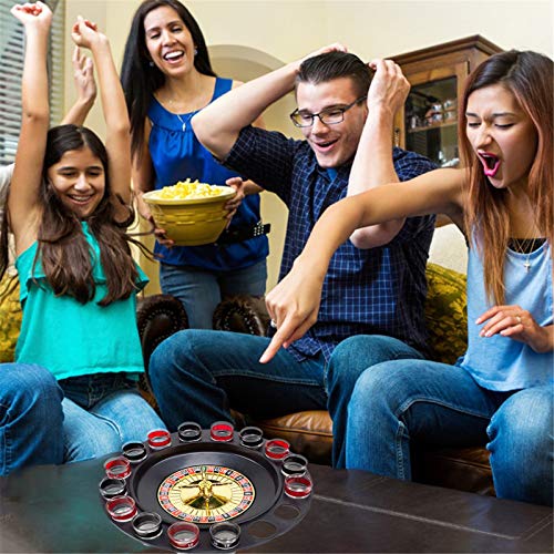 tonguk Juego de Ruleta para Beber, Plato Giratorio Creativo para Beber, Ruleta para Beber, Juego para Beber con 16 Vasos de chupito, Juegos para Beber, Juegos de Fiesta para Adultos, Fiestas