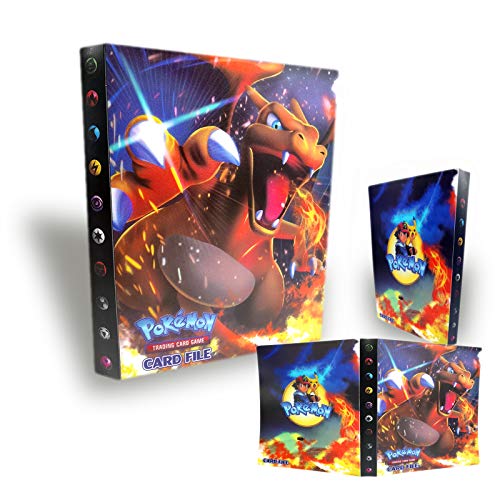 TUXUNQING Tarjetero Pokémon, Álbum de Cartas Coleccionables Pokémon, Álbum de Entrenador de Cartas Pokémon GX EX. El álbum Tiene 30 páginas y Puede Contener 240 Tarjetas. (Charizard)