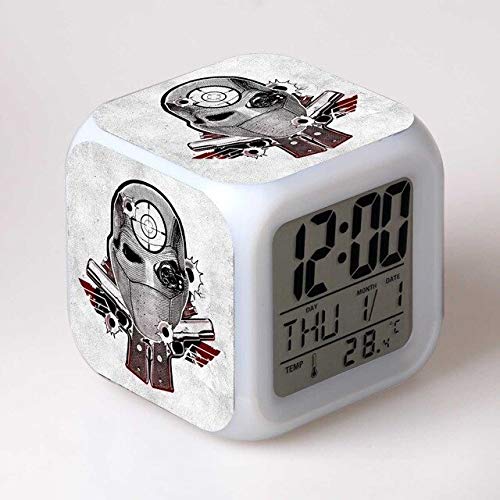 TYWFIOAV 3D Suicide Squad Harley Quinn Figun Joker Figma Juguetes Reloj Despertador Digital LED Colorido luz táctil muñeca Juguete para niños