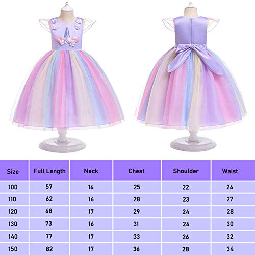 URAQT Disfraz Unicornio Niña, Vestidos Unicornio Niña, Disfraz de Princesa, para Fiesta de Cosplay, Boda, Partido,Vestido de Princesa