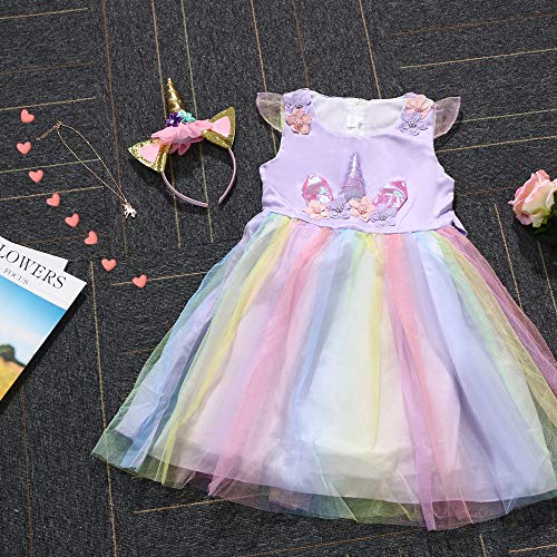 URAQT Disfraz Unicornio Niña, Vestidos Unicornio Niña, Disfraz de Princesa, para Fiesta de Cosplay, Boda, Partido,Vestido de Princesa