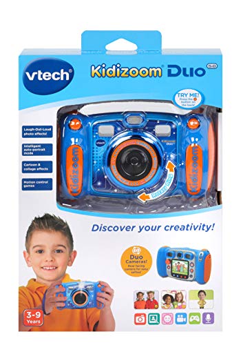 VTech Kidizoom Duo 5.0, Cámara de Fotos Digital para Niños, 5 MP, Pantalla a Color, 2 Objetivos, Azul, Versión Inglesa