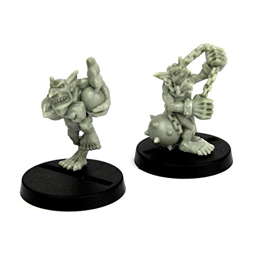 War World Gaming Gutrot Greenskins – Goblins Jugadores Estrella x 2 – Fanático & Bombardero – 28mm Escala Fantasía Futbol Miniatura Figura Personaje Blood Bowl Pieza Pintar Seguimiento Envío