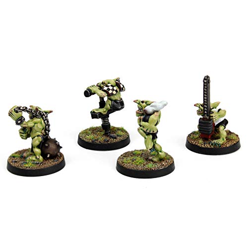 War World Gaming Gutrot Greenskins - Goblins Jugadores Estrella x 4 – 28mm Escala Fútbol Fantástico Minis Miniatura Personaje Fantasía Trol Duende Trasgo Pintar Colección Seguimiento Envío