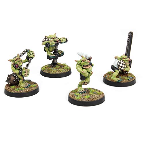 War World Gaming Gutrot Greenskins - Goblins Jugadores Estrella x 4 – 28mm Escala Fútbol Fantástico Minis Miniatura Personaje Fantasía Trol Duende Trasgo Pintar Colección Seguimiento Envío