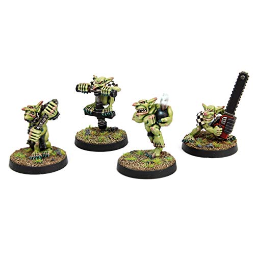 War World Gaming Gutrot Greenskins - Goblins Jugadores Estrella x 4 – 28mm Escala Fútbol Fantástico Minis Miniatura Personaje Fantasía Trol Duende Trasgo Pintar Colección Seguimiento Envío