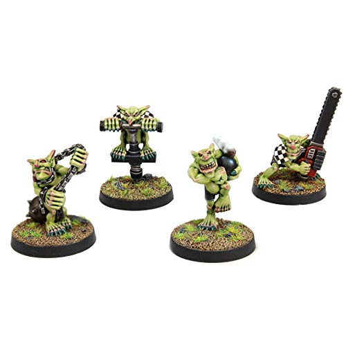 War World Gaming Gutrot Greenskins - Goblins Jugadores Estrella x 4 – 28mm Escala Fútbol Fantástico Minis Miniatura Personaje Fantasía Trol Duende Trasgo Pintar Colección Seguimiento Envío