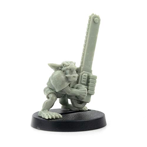 War World Gaming Gutrot Greenskins - Jugador Especial Goblin con Motosierra - 28mm, Escala, Fútbol Fantástico, Miniaturas, Figuras Blood Bowl, Coleccionismo