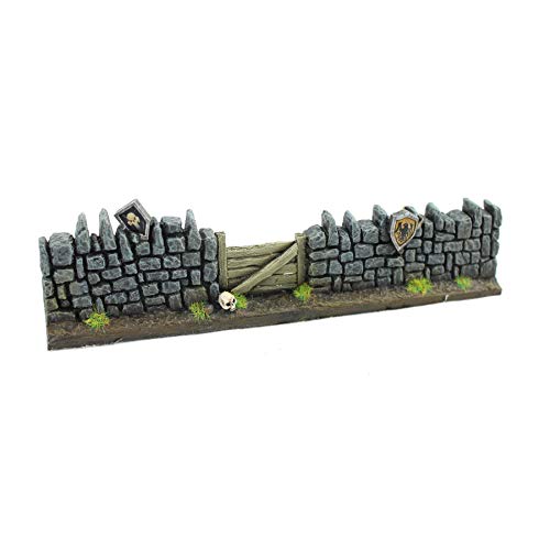 War World Gaming Muros Fantasy de Resina con Detalles Especiales y Casa de Ciudad – Wargames Juego Diorama Valla Escenografía Modelismo Miniatura Maqueta Modelo Warhammer Seguimiento Envío