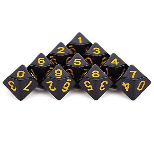 WHFDSBD Dados Poliédricos,Amarillo Negro Caras Poliédricas Dados para Mesa RPG Mundo De Tinieblas Vampiro Juego De 10 D10