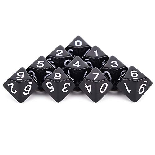 WHFDSBD Dados Poliédricos,Blanco Y Negro Caras Poliédricas Dados para Mesa RPG Mundo De Tinieblas Vampiro Juego De 10 D10