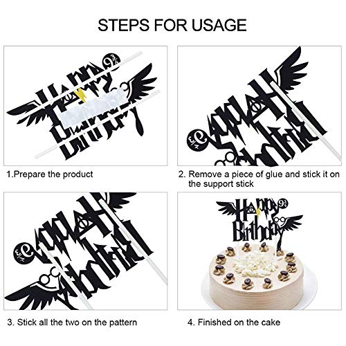 Wizard Inspired Cupcake Toppers BETOY 17PCS Harry Potter Inspired Cupcake Toppers cumpleaños Decoracion de Fiesta Mago Estandarte de cumpleaños