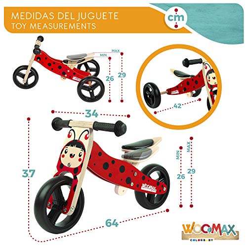 WOOMAX - Mariquita 7 Bici sin Pedales en Madera, Color Multicolor, 85376