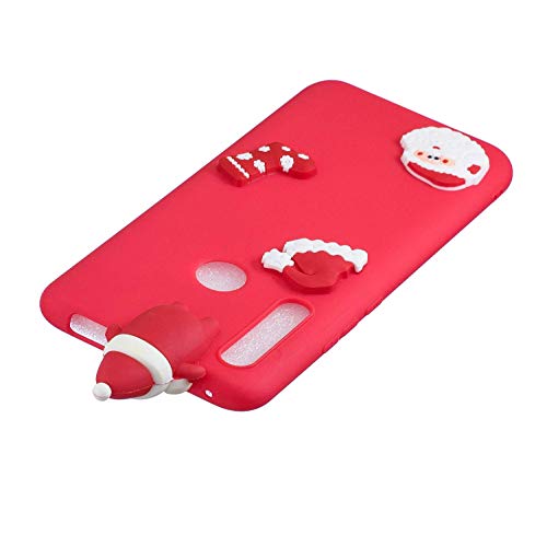 Wubao Funda Huawei P Smart Z, Carcasa Huawei P Smart Z, Ultra Delgado 3D Papá Noel Funda Protectiva Carcasa de Silicona Gel TPU Case Shock-absorción Teléfono Caso para Huawei P Smart Z - Rojo