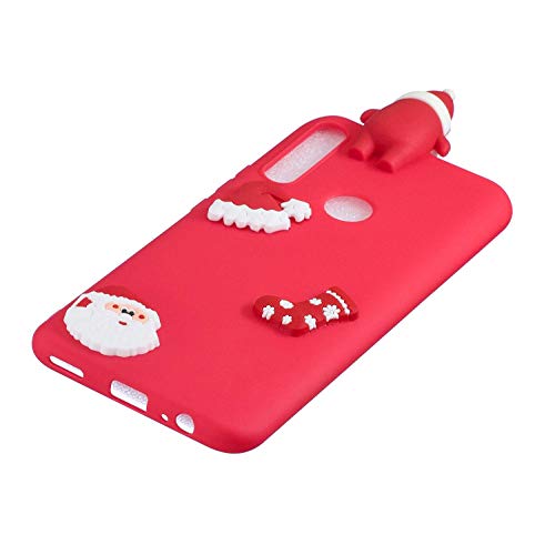 Wubao Funda Huawei P Smart Z, Carcasa Huawei P Smart Z, Ultra Delgado 3D Papá Noel Funda Protectiva Carcasa de Silicona Gel TPU Case Shock-absorción Teléfono Caso para Huawei P Smart Z - Rojo