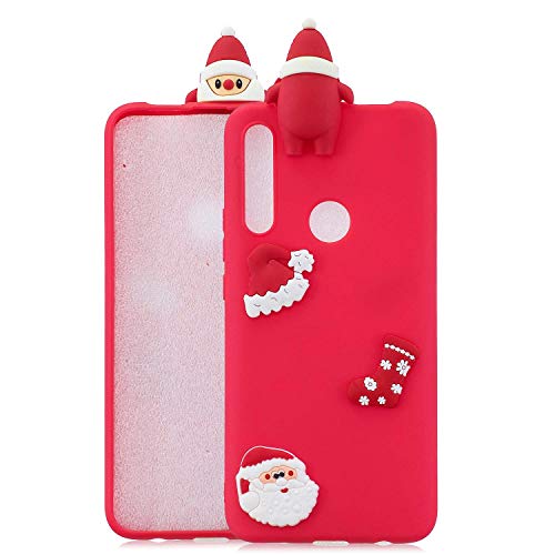 Wubao Funda Huawei P Smart Z, Carcasa Huawei P Smart Z, Ultra Delgado 3D Papá Noel Funda Protectiva Carcasa de Silicona Gel TPU Case Shock-absorción Teléfono Caso para Huawei P Smart Z - Rojo