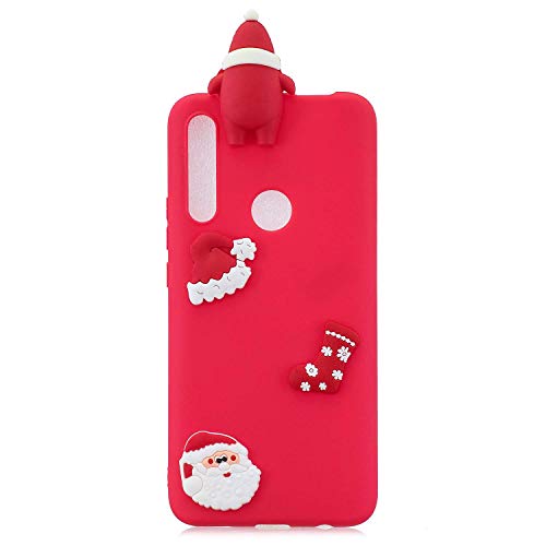 Wubao Funda Huawei P Smart Z, Carcasa Huawei P Smart Z, Ultra Delgado 3D Papá Noel Funda Protectiva Carcasa de Silicona Gel TPU Case Shock-absorción Teléfono Caso para Huawei P Smart Z - Rojo