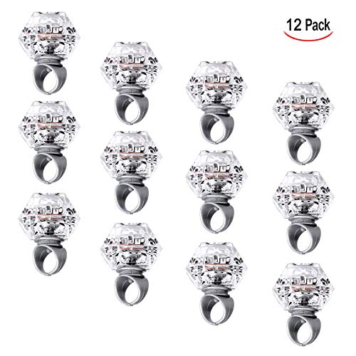 XLKJ 12 PCS Anillos Diamantes Luminosos LED Luces Juguetes Anillos de Dedos Brillantes para Fiestas Cumpleaños Boda Decoración.