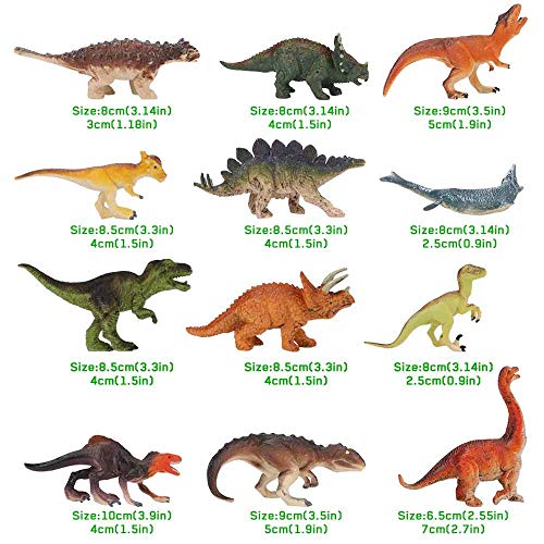 Yideng 12 Juguetes de Dinosaurios,Mini Juego de Historia de Juguete de Dinosaurio Realista, Juguetes educativos de Dinosaurios prehistóricos, Figuras de Criaturas para niños y niñas de 4 años o más