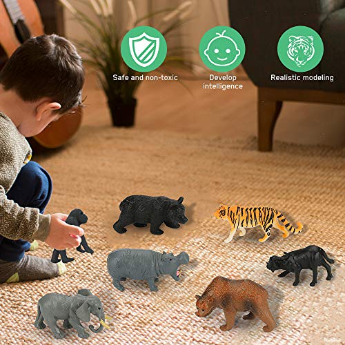 Yideng 12 Piezas Conjunto de Juguetes Animales de Mini Selva ,Favoritos de Fiesta de Animales de Mundo Zoológico Conjunto de Juguetes de Animales de Granja Pequeños de Bosque para los Niños