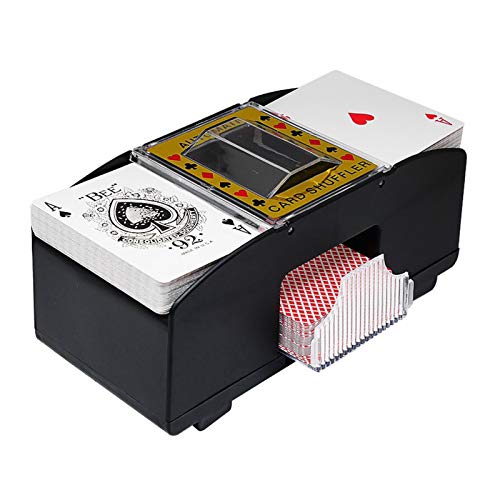 Yokawe Barajadores automáticos de Cartas, Baraja de Cartas de póquer electrónico de 2 Cubiertas, Barajador de Cartas De Pilas Herramienta de Juego de Cartas para el Distribuidor de Naipes