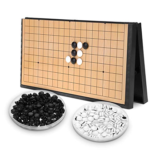 Yosoo Health Gear Tablero de Juego Plegable Go, Juego de Juego Magnetic Go con Piedras convexas Individuales para Campo de Juego Estándar de 19x19, Juego de Tablero Weiqi para La Práctica Docente