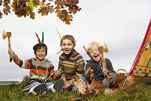 Zhou-long Juego de 2 cuchillos de madera para niños con hacha de madera, hecho a mano, cuerda de cáñamo, mango atado, tradición china