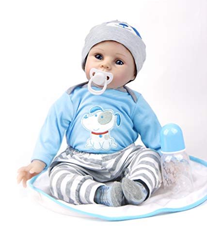 ZIYIUI Encantador 22 Pulgadas 55cm Muñecas Reborn Bebé Niño Silicona Suave Vinilo Vida Real Newbron Juguetes de Niño y Niña Magnéticos Baratos Reborn Doll