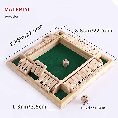 ZoneYan Juego de Mesa de Madera con Dados, Shut The Box, Cierra La Caja Juego de Dados, Juego de Dados de Mesa, Juego de Mesa de Madera Shut The Box, Gran Regalo para Sus Hijos