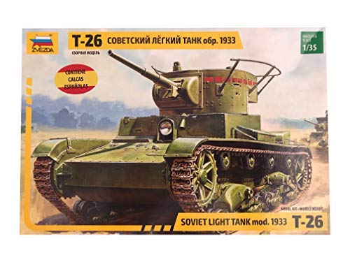 Zvezda - Maqueta de Tanque T-26 Escala 1:35, Calcas Españolas