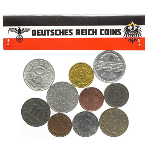 10 DEUTSCHES Reich Coins 1871-1945: Imperio alemán, Weimar, Alemania Nazi WWI WW2