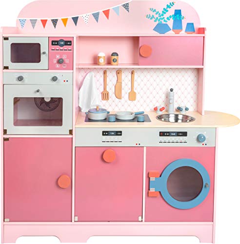 11465 Cocina infantil, Sueño de niña, small foot, de madera, cocina multifuncional, juego de rol , color/modelo surtido