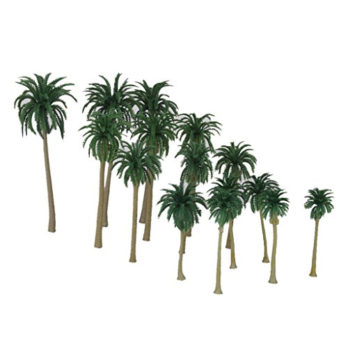 15pcs Modelo de Árbol Palmera Paisaje de Tren Plástico Verde