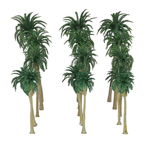 15pcs Modelo de Árbol Palmera Paisaje de Tren Plástico Verde