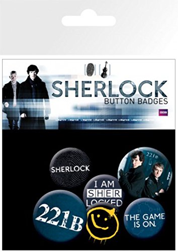 1art1 Sherlock - 221B, Sherlocked, 4 X 25mm & 2 X 32mm Chapas Set De Chapas (15 x 10cm)