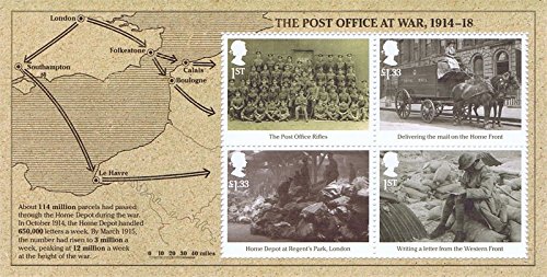 2016 The Great War - The Post Office at War, 1914-18 Miniature Sheet No. 118 (Royal Mail Stamps)